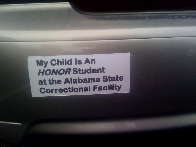 vehicle registration plate - My Child Is An Honor Student at the Alabama State Correctional Facility