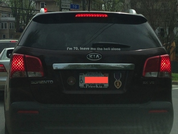 bumper stickers - Suuth Business I'm 70, leave me the hell alone Kia Guitto