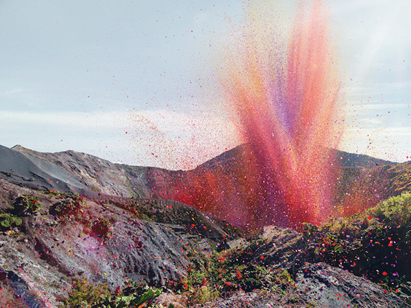 volcano erupting flowers