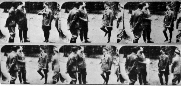 7. Hitlers Silly Dance: On June 21, 1940, Hitler had accepted the surrender of France. In the footage seen here, Hitler takes a step back. However, the reel was modified by John Grierson to make Hitler appear as if he was dancing