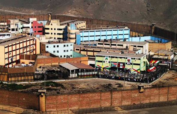 San Juan de Lurigancho, Lima, Peru: This is the toughest prison in South America, it was built to house 2,500 inmates and now holds over 7,000. It has a lax environment where prisoners can buy and sell as well as gamble on cockfights. Visiting prostitutes are common as well.