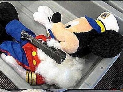 Officers at Providence TF Green Airport found parts of a disassembled gun hidden in three stuffed animals.  The .40 caliber firearm belonged to a man traveling with a small child.
