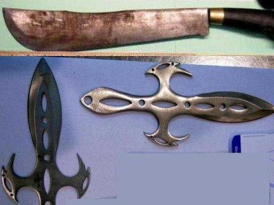 A machete top was found in Denver.The throwing knives below were discovered at Baltimore Washington International Airport.
