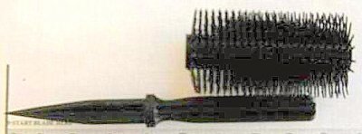 The work of the airport security officers shows just how many everyday objects can be used to conceal weapons."Lipstick knives" are a common find, as are knives hidden in combs and brushes. This "dagger brush" was found at Palm Beach.