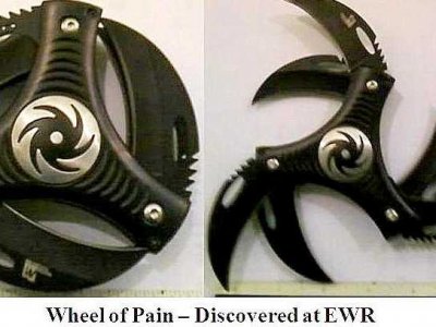 A passenger at Newark was found with this frightening weapon, called a "wheel of pain."