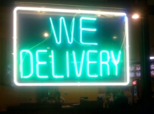 neon sign - We Delivery