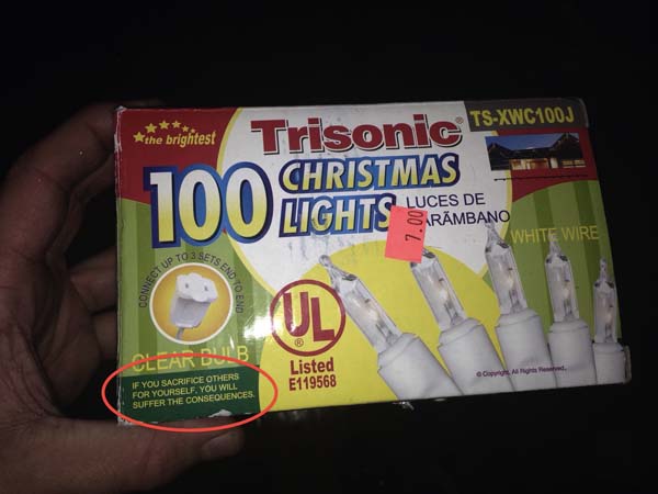material - TsXWC100J the brightest Trisonic Christmas Lights Yrambano Luces De Skrmbano White Wire Toase Endo C Ud Glead Listed E119568 If You Sacrifice Others For Yourself. You Will Suffer The Consequences
