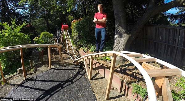 He only spent about 3,500 to make the coaster in his yard.
