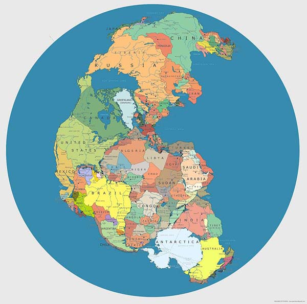 Current world map as Pangea.