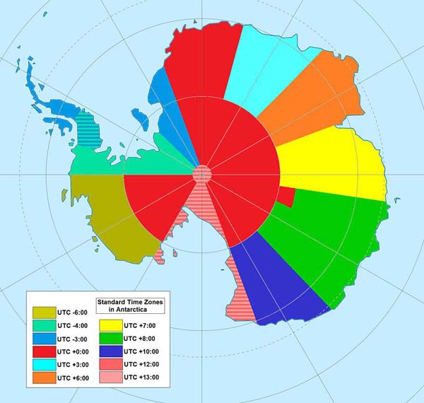 Time zones in Antarctica.