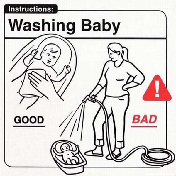 safe baby handling tips - Instructions Washing Baby Good Bad