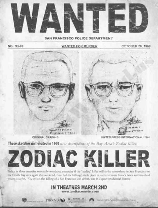 The Zodiac Killer: This Jack the Ripper style killer terrorized San Francisco. He would even send cryptic notes to the police. He targeted and killed four men and three women.