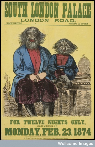 vintage freak show poster - London Road. Proprirtons Spredy & Poole Commenoing For Twelve Nights Only, Monday, Feb. 23, 1874 W.Last. Lithographer , Wellcome Images