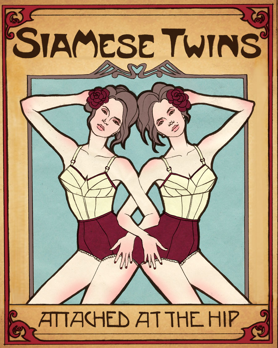 siamese twins circus poster - Siamese Twins Attached At The Hip