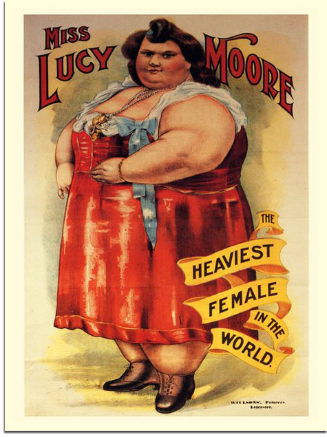 fat lady freak show poster - Miss Ucy The Heaviest Female In The World.