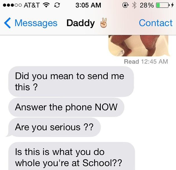 College Girl Accidentally Sends Nude To Her Dad.