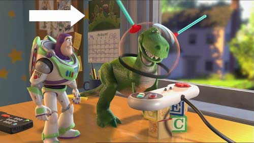 A Bug's Life calendar in Toy Story 2