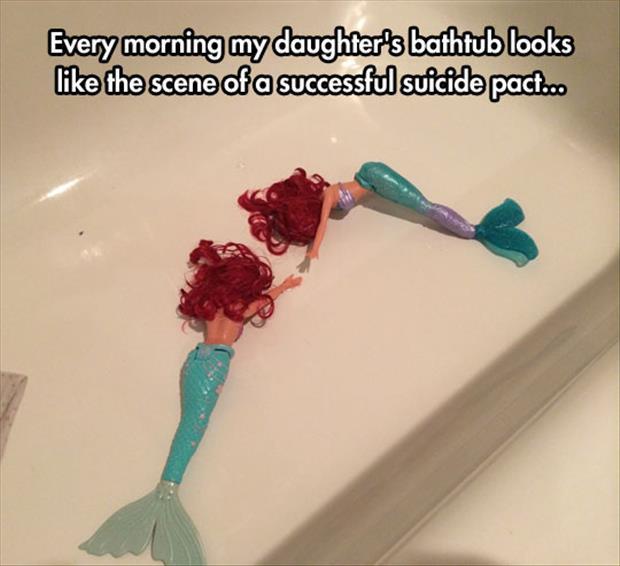 suicide pact scene - Every morning my daughter's bathtub looks the scene of a successful suicide pact.co