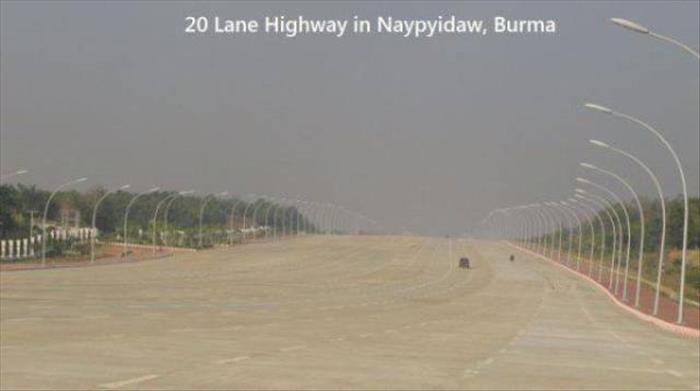20 Lane Highway in Naypyidaw, Burma