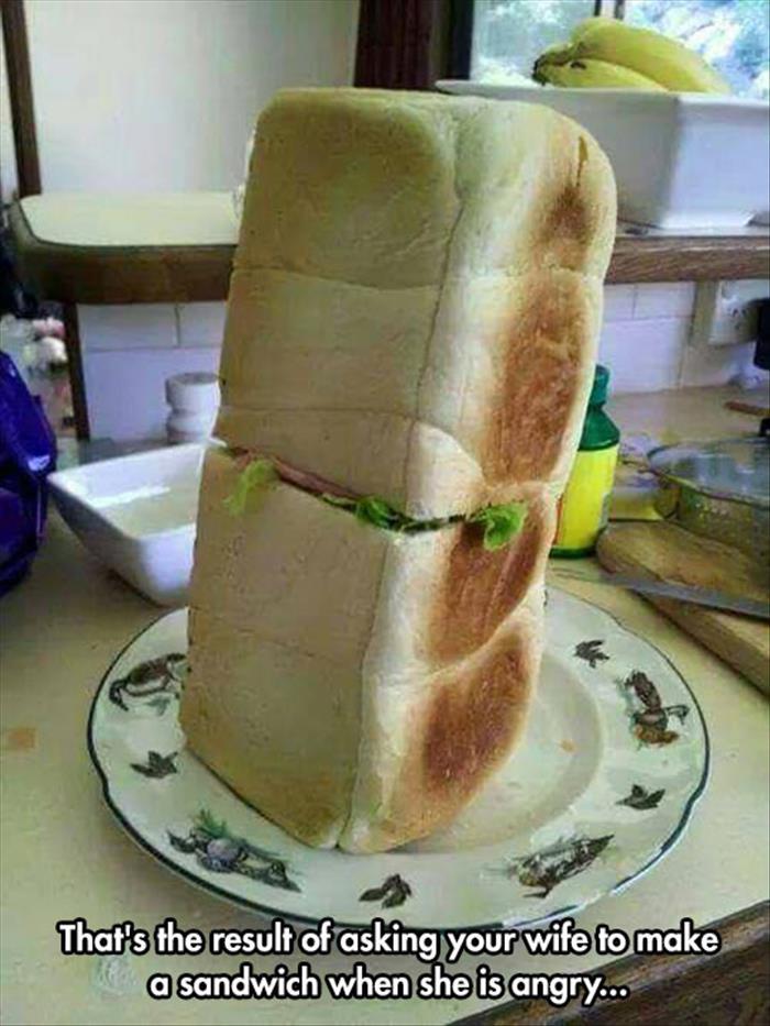 funny sandwiches - That's the result of asking your wife to make a sandwich when she is angry...