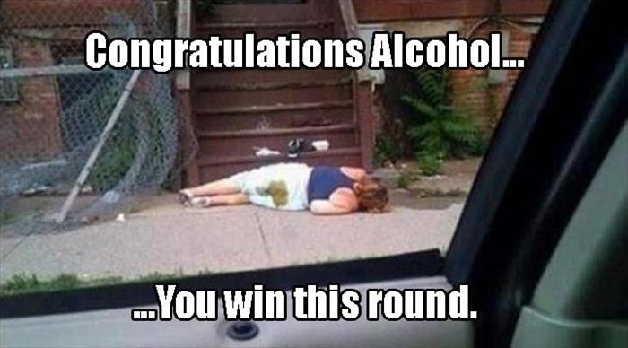 passed out shit herself - Congratulations Alcohol.. ..You win this round.