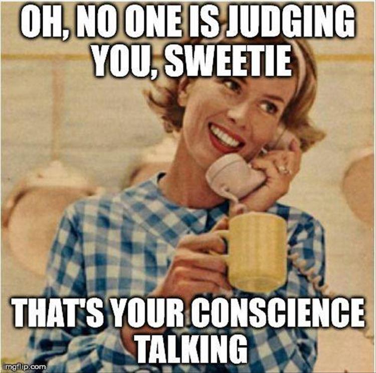 judging funny - Oh, No One Is Judging You, Sweetie That'S Your Conscience Talking imgflip.com