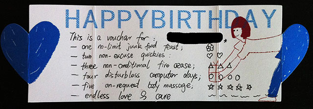 poster - Happy Birthday Vw This is a vouchar for , one nolimit junk food feast; two nonexcuse quickies three nonconditional fire case; Aya four disturbless computer days; oooo five onrequest body massage, endless love s core wwww