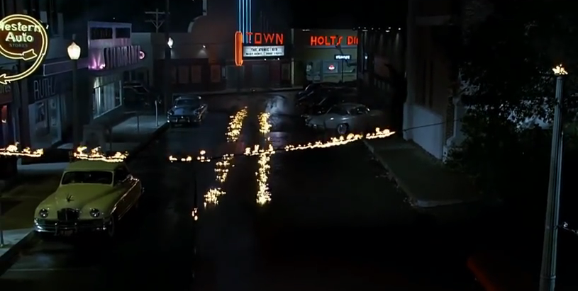 Back to the Future. #9 sign, with burning 11s.