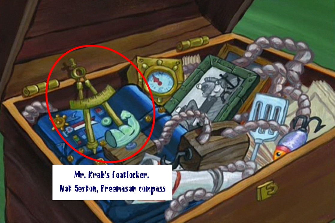 games - Mr. Krab's footlocker. Not Sexton, Freemason compass