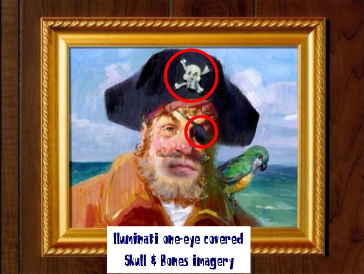 pirat spongebob - lluminati oheeye covered Skull & Bones imagery