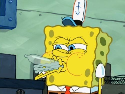 spongebob blowing condom