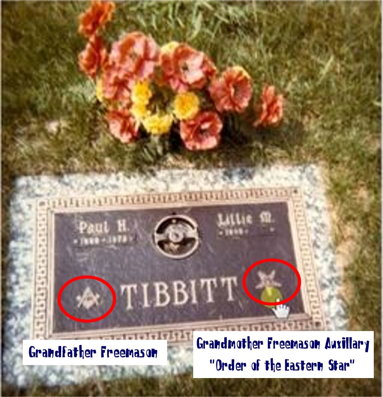 headstone - 11100 GS2329292935132 Tibbitt Grandfather Freemason Grandmother Freemason Auxillary "Order of the Eastern Star"