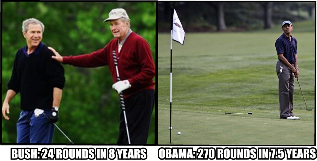 *Remember when the media was outraged at Bush playing golf?