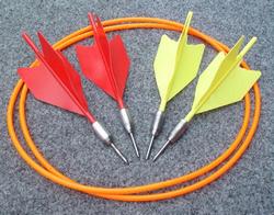 Lawn Darts. 1 percent of it was used to aim them into a plastic hoop, the other 99 percent was seeing how close you could get to impaling someone through the skull.