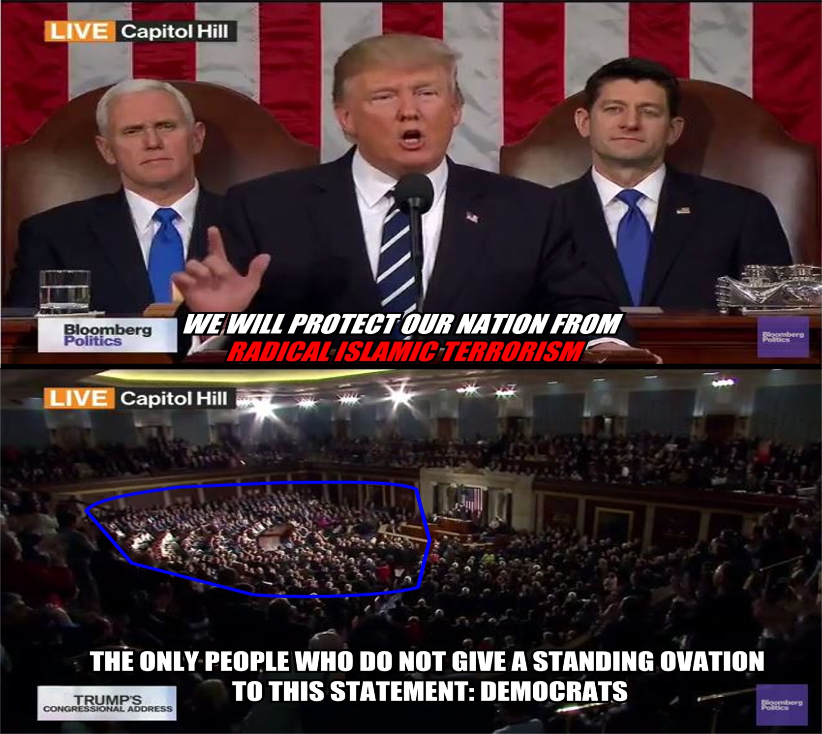 *Democrats don't stand or applaud