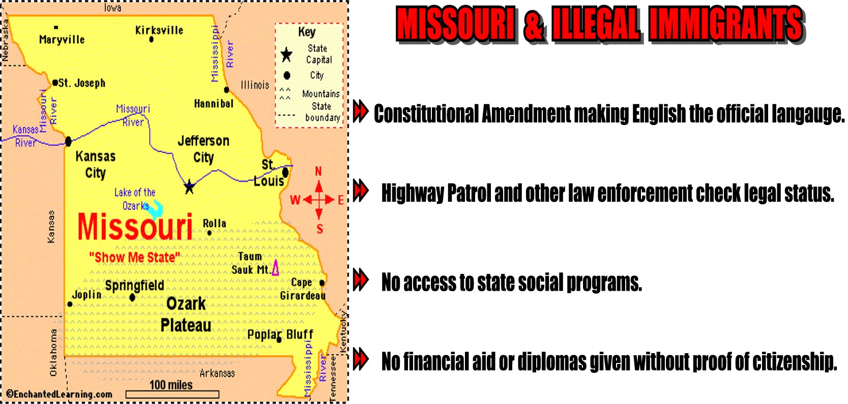 Missouri reports not having a large illegal alien problem.