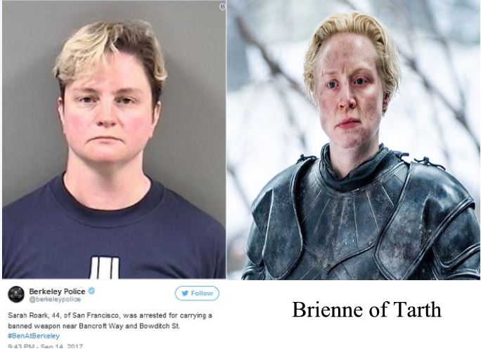 Antifa recruited Brienne of Tarth.