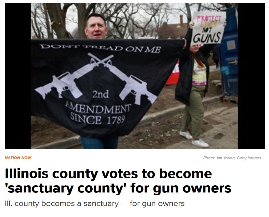 banner - Protect Guns Bad On Me 2nd Mendment Since 1789 NationNow Photo Jim Young, Getty Images Illinois county votes to become 'sanctuary county' for gun owners Iii. county becomes a sanctuary for gun owners