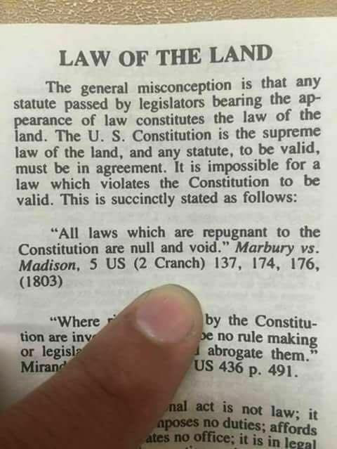unconstitutional laws are null and void - Law Of The Land The general misconception is that any statute passed by legislators bearing the ap pearance of law constitutes the law of the land. The U.S. Constitution is the supreme law of the land, and any sta
