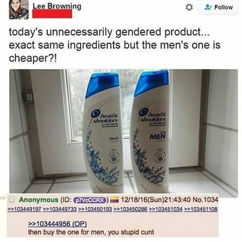 masculinity is so fragile - Lee Browning today's unnecessarily gendered product... exact same ingredients but the men's one is cheaper?! hd Txvada Shoes Men > Anonymous Id PVccrx 121816Sun40 No. 1034 >>103449197 >>103449733 >>103450193 >>103450286 >> 1034