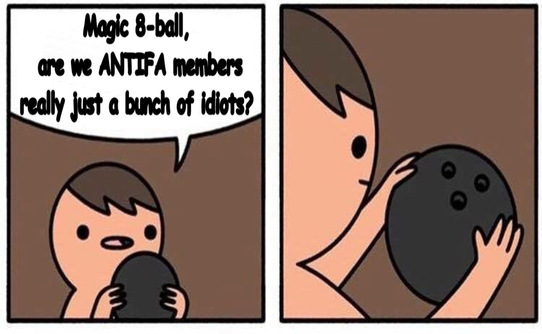 am stupid meme - Magic 8ball, are we Antifa members really just a bunch of idiots?