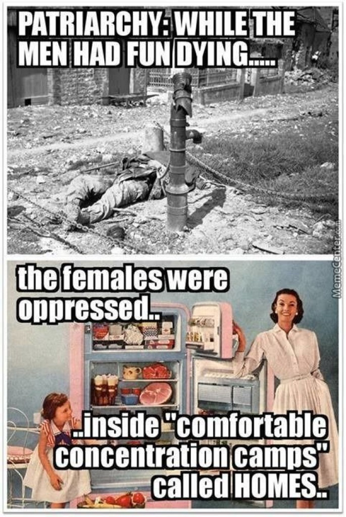 funny mgtow memes - Patriarchy While The Men Had Fundying..... Memecenter.com the females were oppressed.. winside "comfortable concentration camps" called Homes.