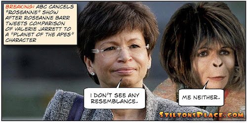 valerie jarrett planet of the apes - Breaking Abc Cancels "Roseannet Show After Roseanne Barr Tweets Comparison Of Valerie Jarrett To A "Planet Of The Apes" Character I Don'T See Any Resemblance. Me Neither. Tuttons Place.Com