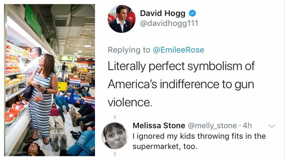 plastic - David Hogg Rose Literally perfect symbolism of America's indifference to gun violence. Melissa Stone .4h I ignored my kids throwing fits in the supermarket, too. Lbc McGovern