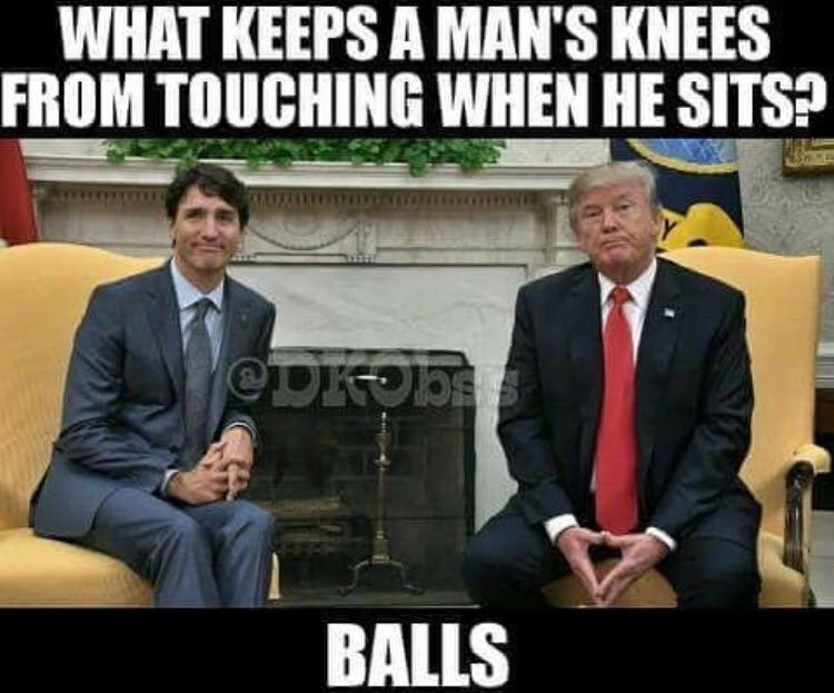 trump trudeau memes - What Keeps A Man'S Knees From Touching When He Sits? Balls