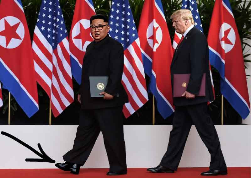 Kim Jong Un adding a few inches so Trump doesn't tower over him as much.
