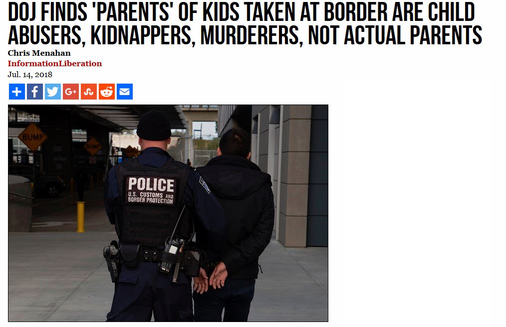 police - Doj Finds 'Parents' Of Kids Taken At Border Are Child Abusers, Kidnappers, Murderers, Not Actual Parents Chris Menahan Information Liberation Jul. 14, 2018 Bump Police U.S. Customs And Border Protection