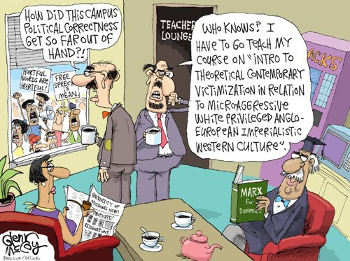 safe spaces cartoon - How Did This Campus Political Correctness Get So Farout Of Hand?! Vicks hucTFOL Free Wurds Are sees Hurtfut! Teacher Who Knows? I Lounge Have To 60 Tach My Course On Intro To Theoretical Contemporary Victimization In Relation To MicR