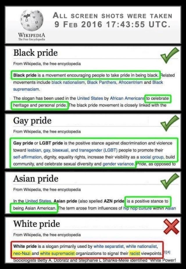 white pride vs black pride - All Screen Shots Were Taken 55 Utc. Wikipedia The Free Encyclopedia Black pride From Wikipedia, the free encyclopedia Black pride is a movement encouraging people to take pride in being black. Related movements include black n