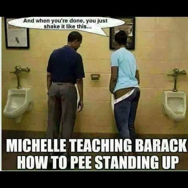 michelle obama pees standing up - And when you're done, you just shake it this... Michelle Teaching Barack How To Pee Standing Up